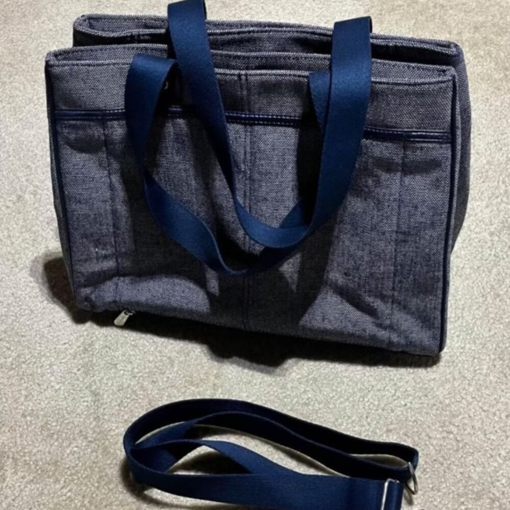 Thirty One Suite Success Tote Bag - Navy Tweed - Work Organizer Travel Laptop